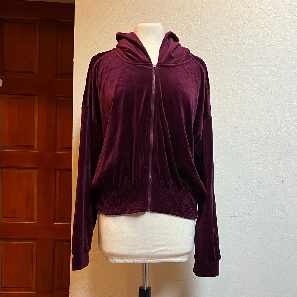 Anthropologie Saturday/Sunday Catie cropped velour zip-up hoodie jacket
